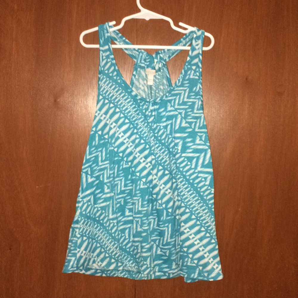Blue and White Tribal Print Tanktop